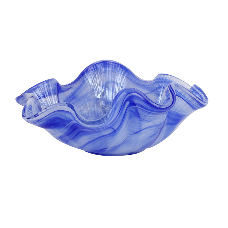 Onda Glass Serving Bowl, Cobalt