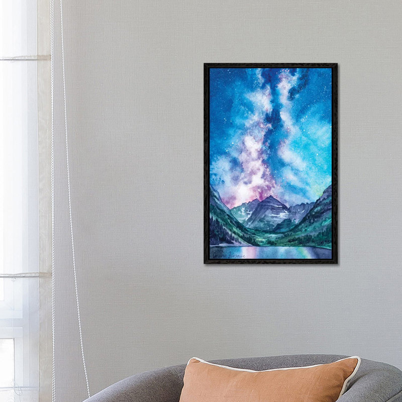 Maroon Bells Milkyway by Andrea Fairservice - Painting on Canvas, Black Framed, 66.04 cm H x 45.72 cm W