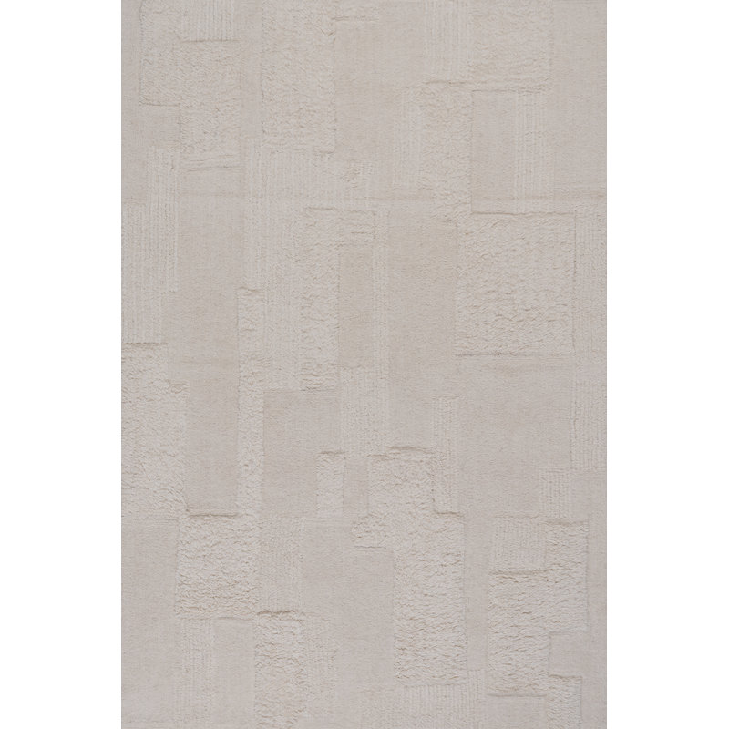 Flaviana Modern Solid Wool Area Rug, Rectangle 6' x 9', Ivory