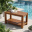  Banc de douche en teck avec tablette, 30 po de large, tabouret de douche, siège de douche entièrement assemblé, banc de baignoire spa résistant à l'eau pour la douche, la salle de bain et le vestibule, The Botein