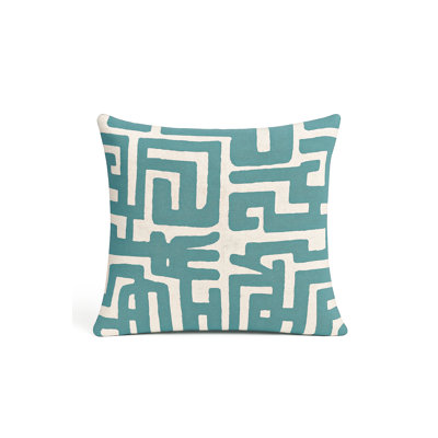 Natural Beige Nomad Maze Indoor Outdoor Pillow 20x20