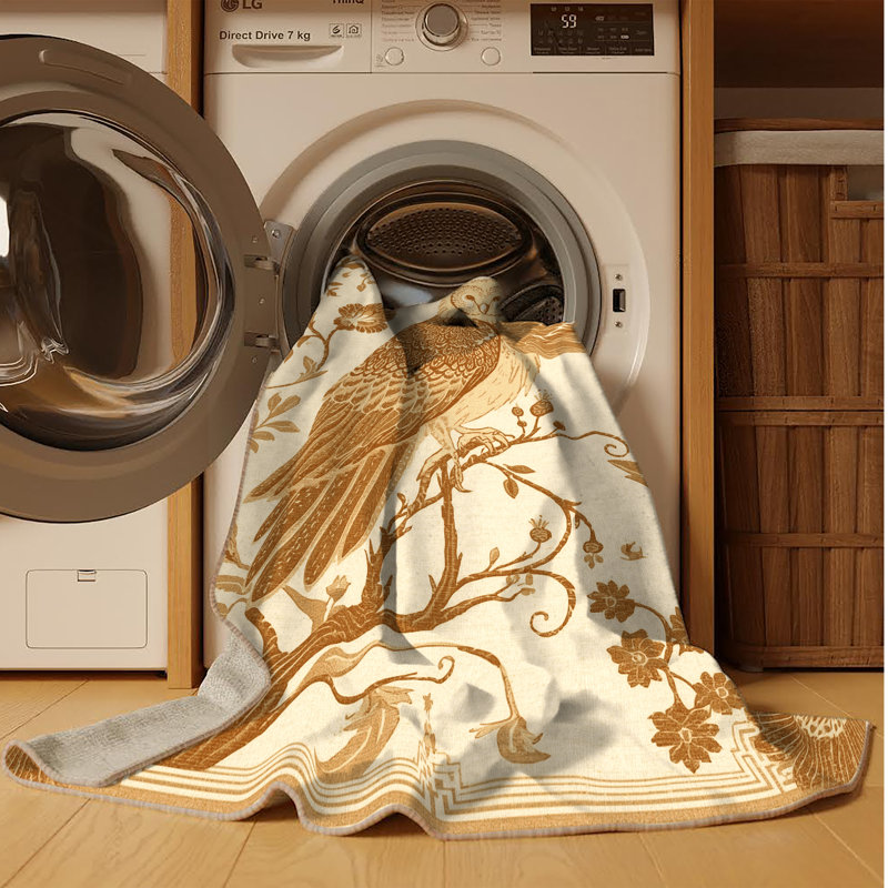 Tapis beige classique lavable à la machine Symbole de la sagesse oscar - reliure beige, 8x10