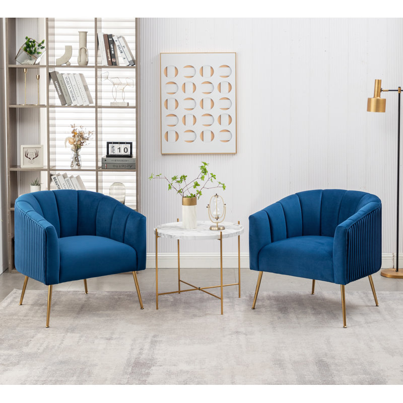 Mariantonietta Velvet Barrel Chair, Blue Velvet