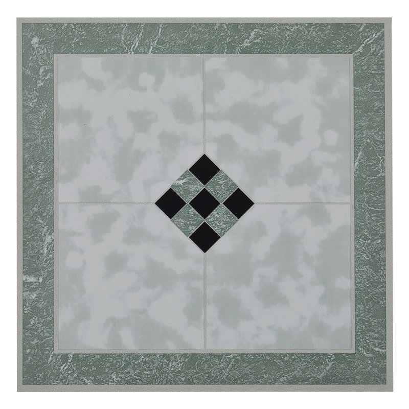 10Pcs Self-adhesive PVC Flooring Tiles Set, Green/Grey, Mosaic