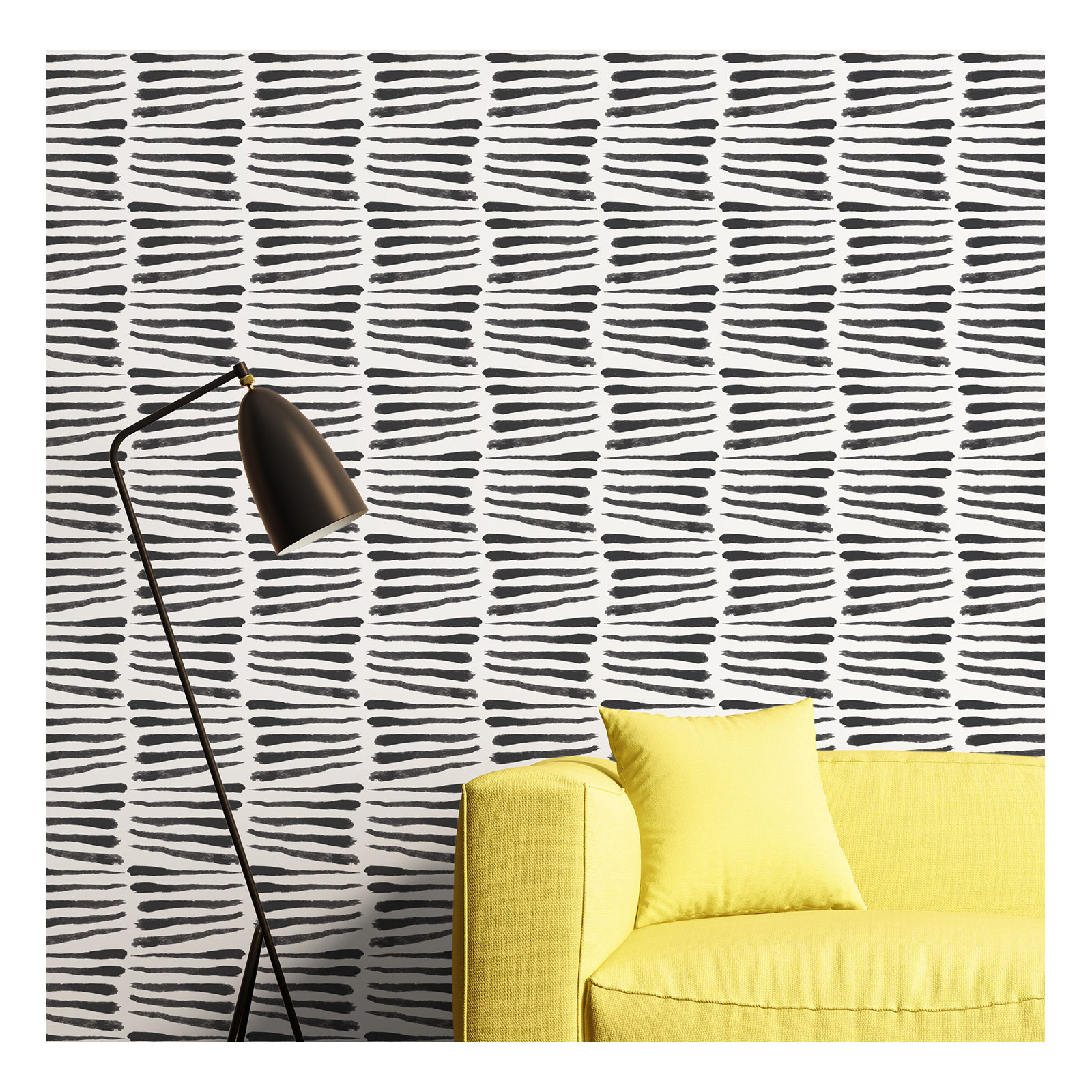 Nomad Modern Striped Peel & Stick Wallpaper, Black/White, Self-adhesive
