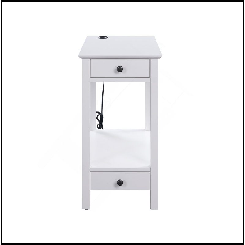Byzad White Finish Accent Table W/USB