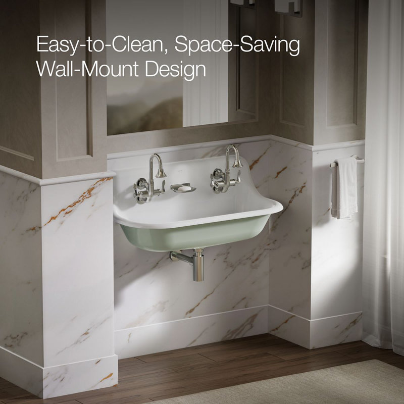 Brockway 36 In. Wall-Mount Utility Sink, White/Gray