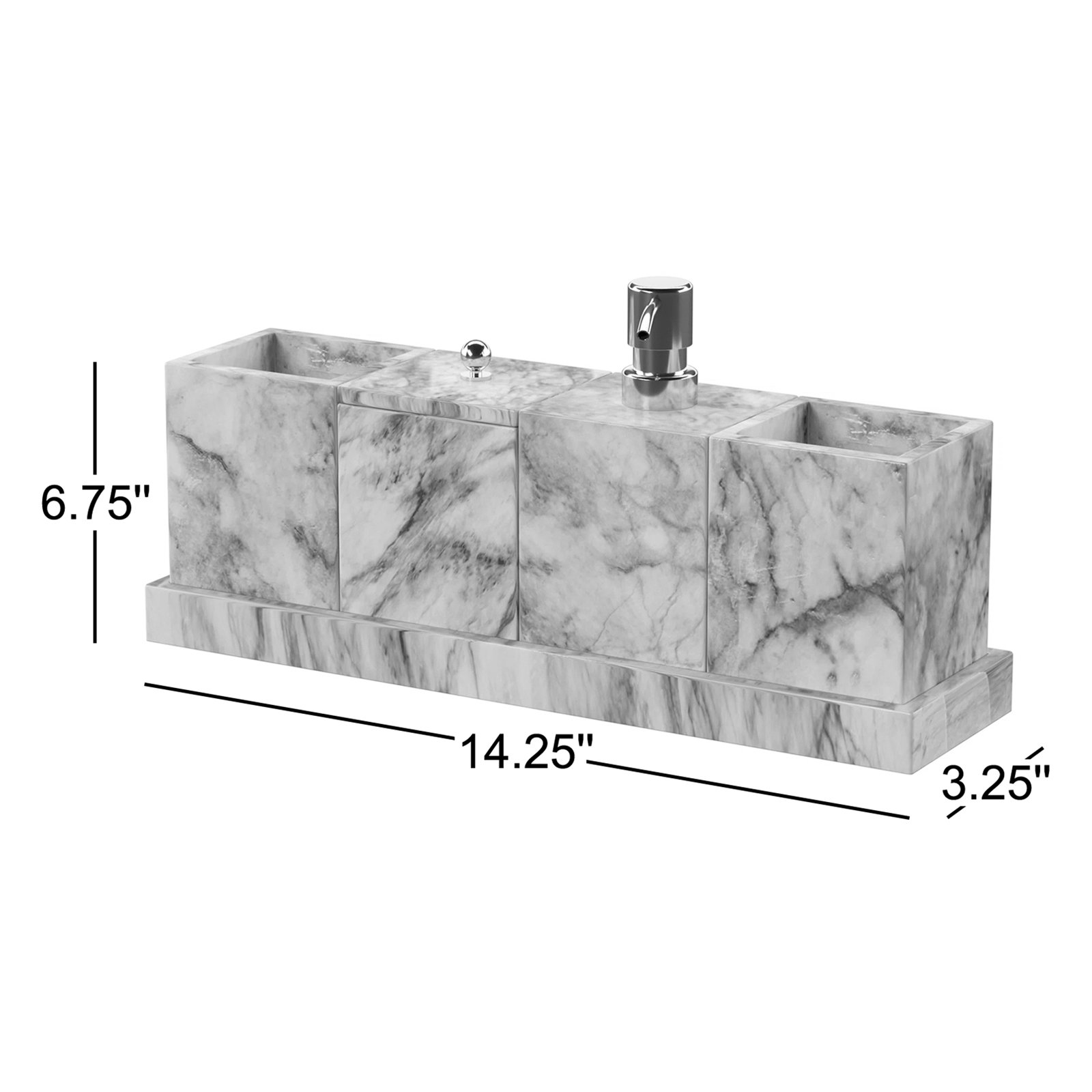 Graciela Marble Bathroom Accessory Set, Cloud Gray