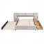 Grand lit plateforme tapissier avec lampes de lecture, tiroirs, gigogne et tablettes, beige-991734381