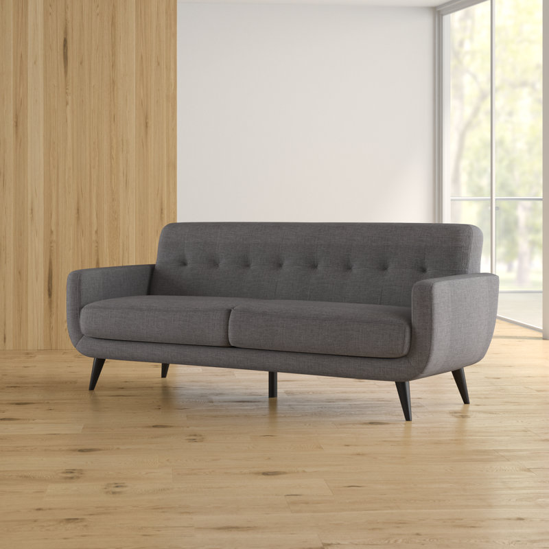 Higbee Upholstered 84'' Sofa, Charcoal Linen