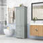 Armoire de salle de bain haute en bois avec tablette réglable, tiroirs de rangement et conception anti-basculement-1991385510