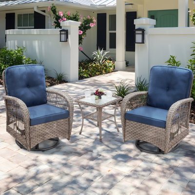 Baylay 2 - Person Wicker Patio Dining Set with Square Table , Cushions Included