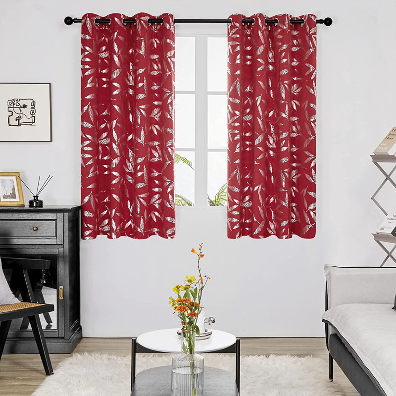 Polyester Room Darkening Curtain Pair, Red, 52" W x 95" L