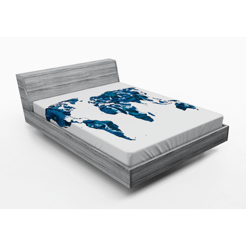 Microfiber Floral Fitted Sheet, Full Fitted Sheet, Blue Floral