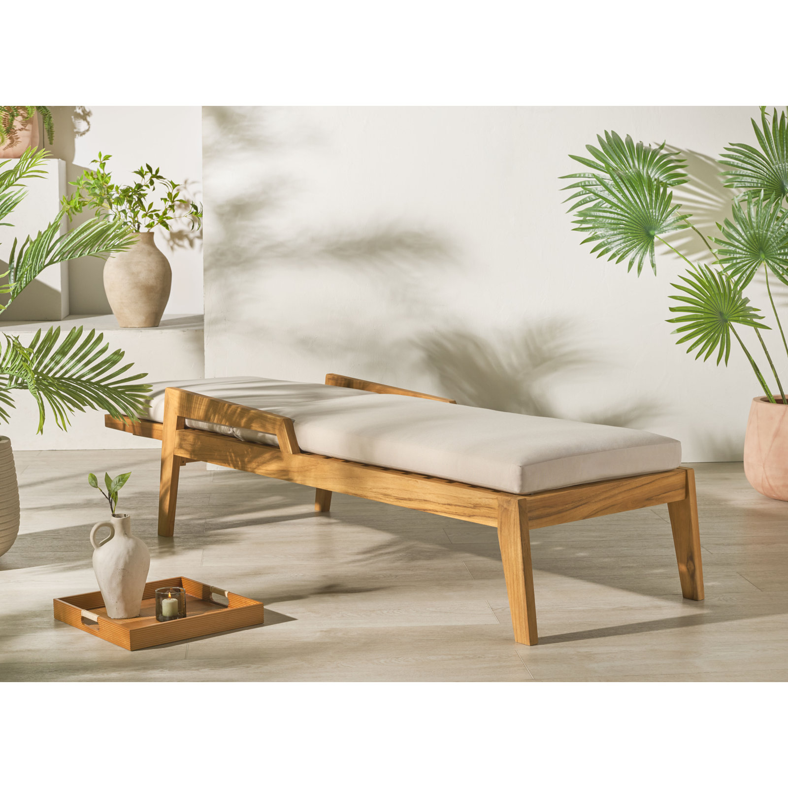 Headly 26" Teak Patio Chaise Lounge