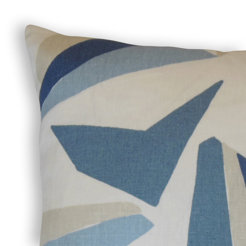 Gary Linen Square Pillow Cover & Insert, Height(18") x Width(18"), Gray/Peach