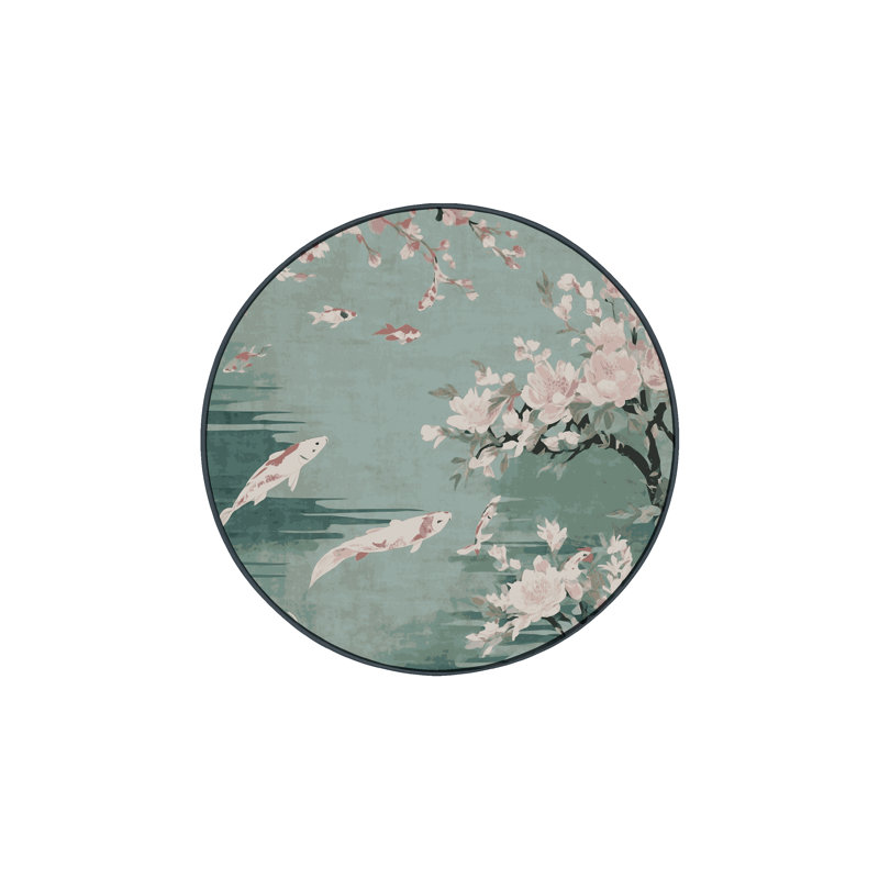 Tapis gris soyeux et moelleux, Rond 8 pi