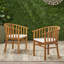 Chaises de salle à manger d'extérieur en bois avec coussins, ensemble de 2, crème, finition teck-973143074