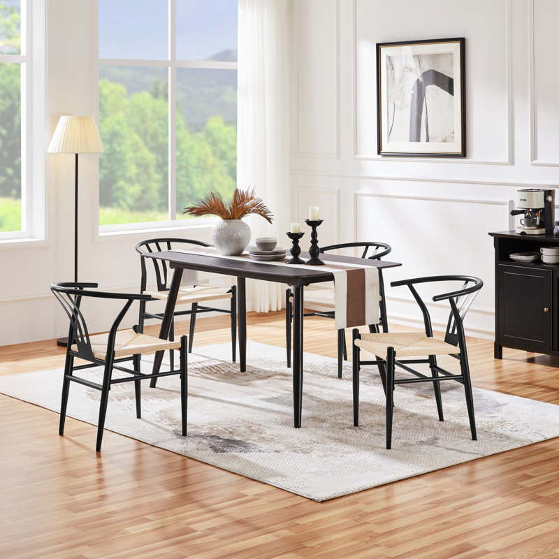 Chaise d'appoint de salle à manger empilable 20 po (ensemble de 4), Noir