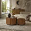 Ensemble de 2 tables basses rondes gigognes, tables d'appoint en bois de noyer avec lattes verticales, tables d'appoint rustiques pour le salon
