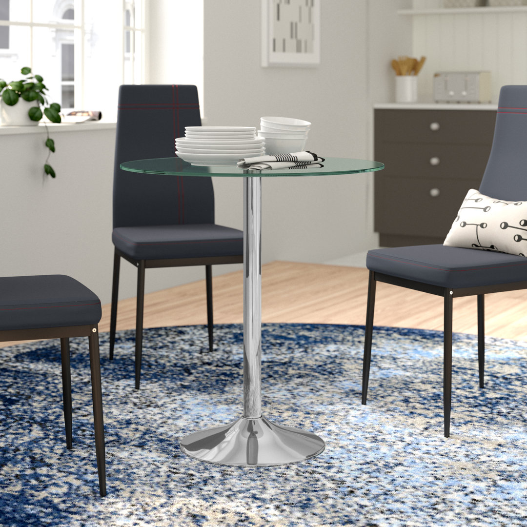 Veranda Round Glass Top Metal Base Dining Table