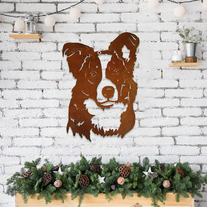 Border collie en métal