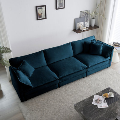 Canapé moderne à 3 places avec 2 accoudoirs et 3 coussins décoratifs, canapé pour salon Chenille