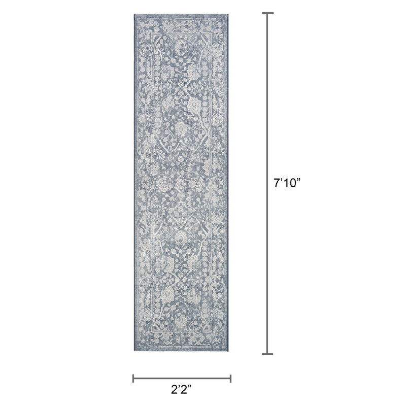 Tapis performance huître bleu ardoise Ouzts, Tapis de couloir 2 pi 2 po x 7 pi 1 po