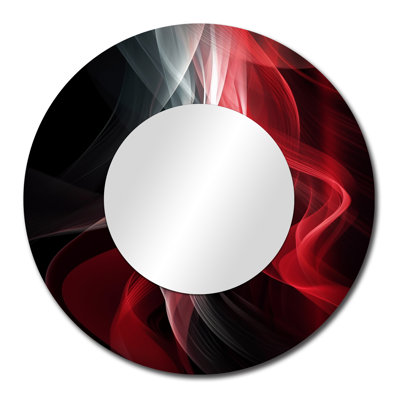 «Sosthina Red Black Contemplative Abstraction VI - Waves Unique Wall Mirror, Red