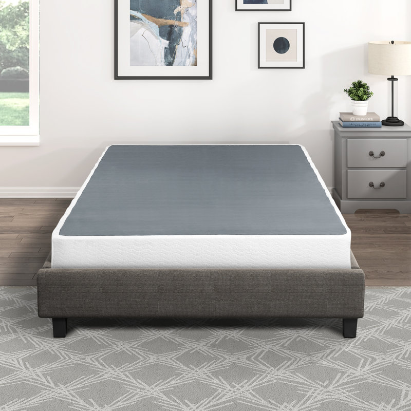 Base de matelas très grand avec métal noir, housse en tissu texturé, support à 12 lattes, hauteur de 8,5 po, technique facile à assembler en métal et en hauteur, reconnaissance de 12 configurations, capacité de 700 lb, pièce essentielle de la chambre à coucher