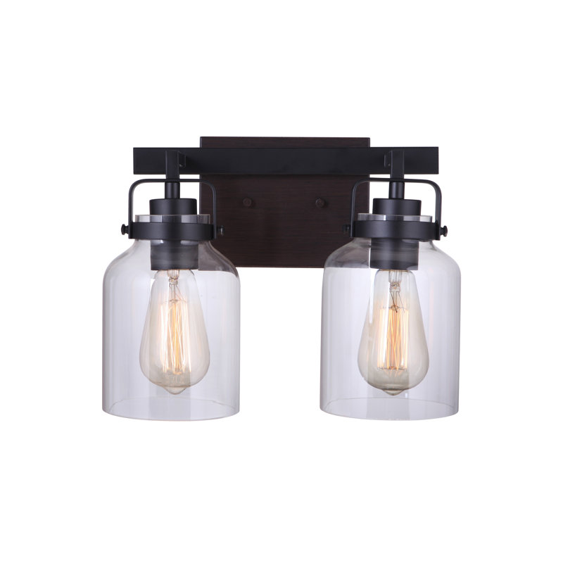 Barreras 2 - Light Vanity Light, Flat Black/Dark Teak