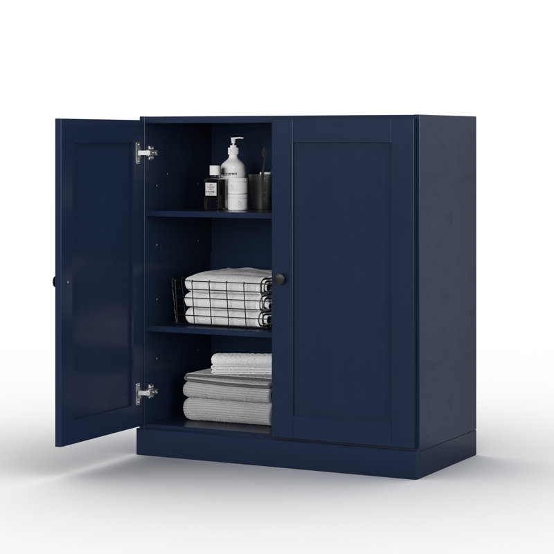 Palace Imports 100% Solid Wood 32" Bathroom Storage Cabinet with Shaker Doors & Adjustable Shelves, Navy