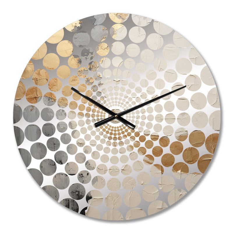 Mandel - Horloge murale peinture abstraite, Petit, Grey Beige