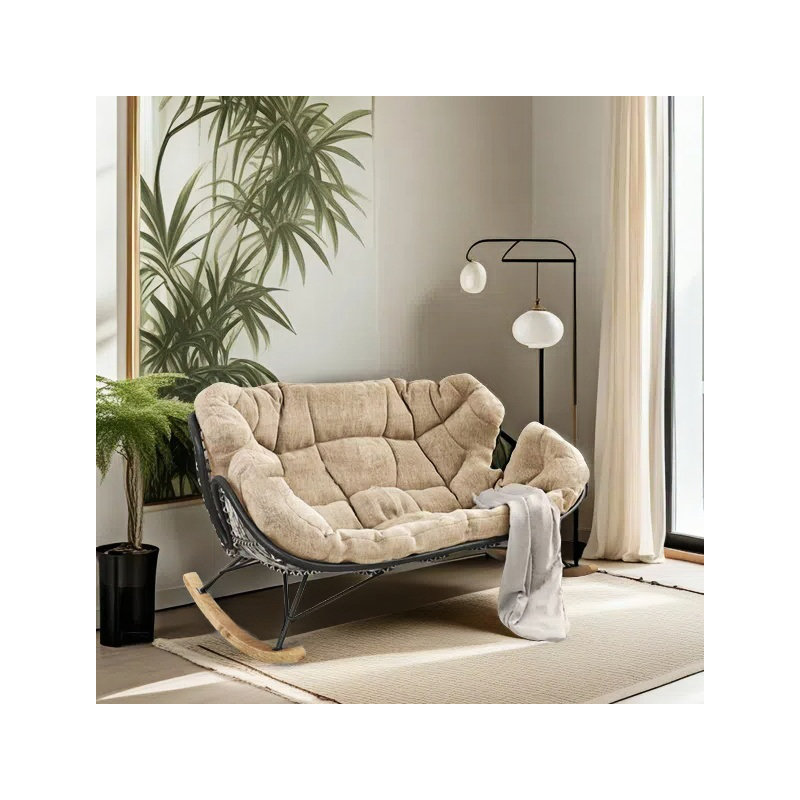Chaise berçante élégante pour le balcon, Noir, noir, noir, noir, Kaki