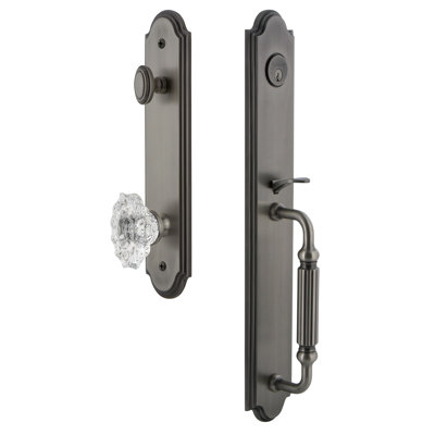 Arc One-Piece Handleset with Single Cylinder Deadbolt and F Grip with Biarritz Knob