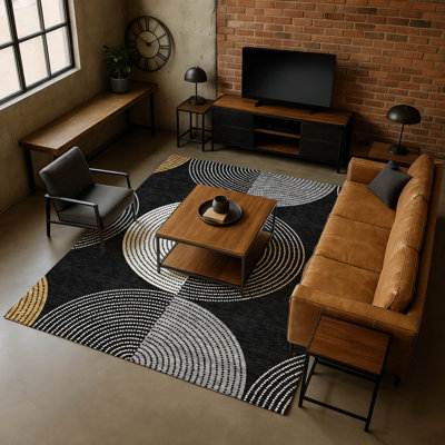 Tapis géométrique de qualité supérieure lavable à la machine Mayfield AMF2281