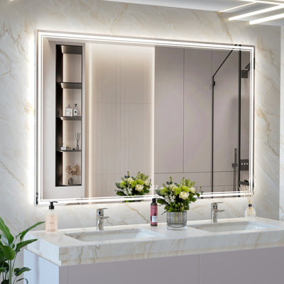 Miroir mural de salle de bain surdimensionné 60X40 pouces