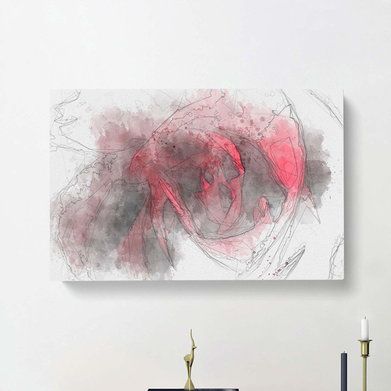 Drops upon a Red Rose in Abstract - Wrapped Canvas, 50cm H x 76cm W x 3cm D