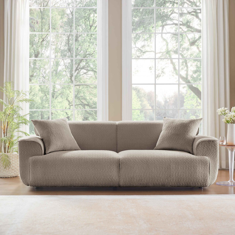 Wallas 231.1Cm Round Arms Sofa, Light Brow Boucle