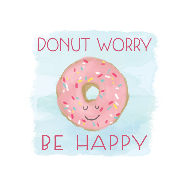 «Happy Donut», art textuel sur toile tendue, H 12 po x l 12 po
