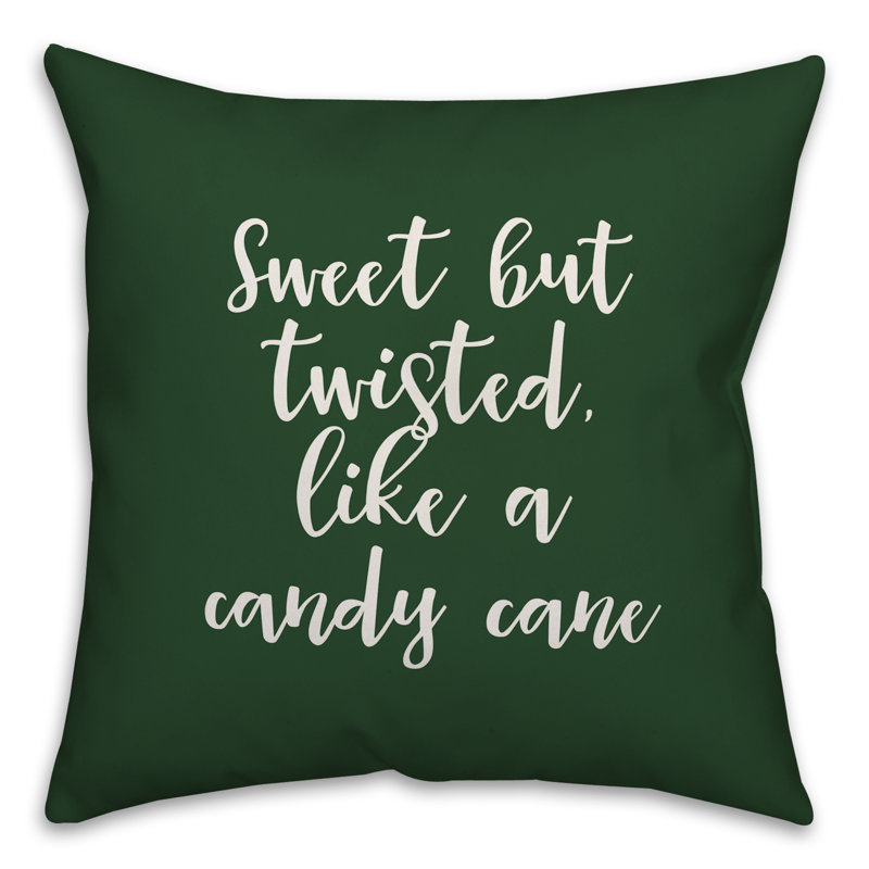  Coussin Sweet But Tw torsed Like a Candy Cane, Vert foncé, Housse de coussin