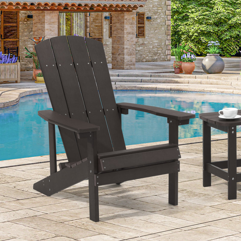 Bernhardine Hips Weather Resistant Adirondack Chair, Brun