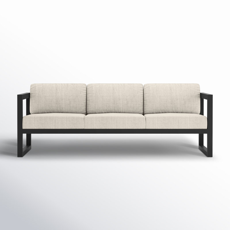 Avion 3 Piece Sofa Loveseat Set, Cast Silver Sunbrella®, Black