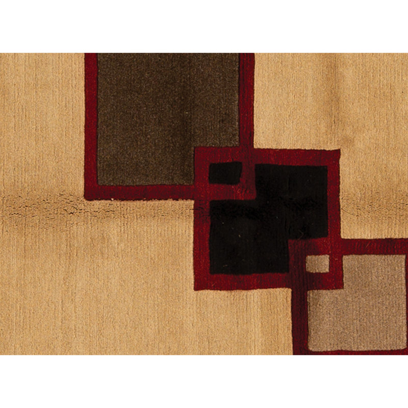 Hand Knotted Wool Area Rug in Natural And Black