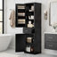 Grande armoire de salle de bain moderne, tour de rangement autoportante de 72 po de hauteur avec tablettes de porte, tiroir et tablettes réglables-1082792385