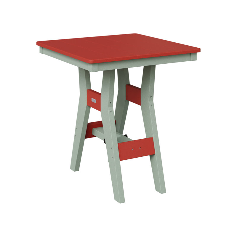 Harbor Outdoor Square Bar Table, Seafoam, Scarlet Red