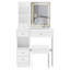 Petit meuble-lavabo de 29,2 po avec tabouret de bureau et tabouret rembourré à gauche 29,5 po, grande commande tactile, interrupteur tricolore, miroir à luminosité réglable, rangement à grande capacité, convient aux petits espaces-447576451