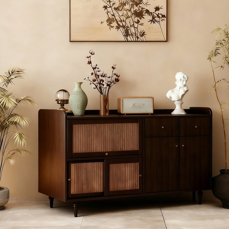 Buffet haut de gamme de style chinois rétro, H 35,4 po x l 55,1 po x P 15,7 po