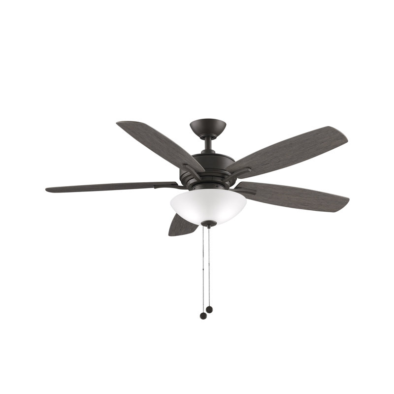 Aire Deluxe 52 inch Indoor Ceiling Fan with LED Bowl Light Kit and Pull Chains - Matte Greige with Weathered Wood blades