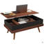 Table basse à plateau relevable avec compartiments cachés et pieds en bois